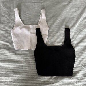 Babaton Sculpt Knit Cropped Tank - Black & White - 2 FOR 1